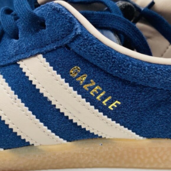 Adidas Gazelle Big Kids 6 or Women's 8 - Blue/Beige Stripes - Lightly Worn - Picture 6 of 8